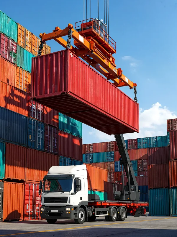 contenedor-de-transporte-cargado-en-un-camion-en-un-puerto copia - 1